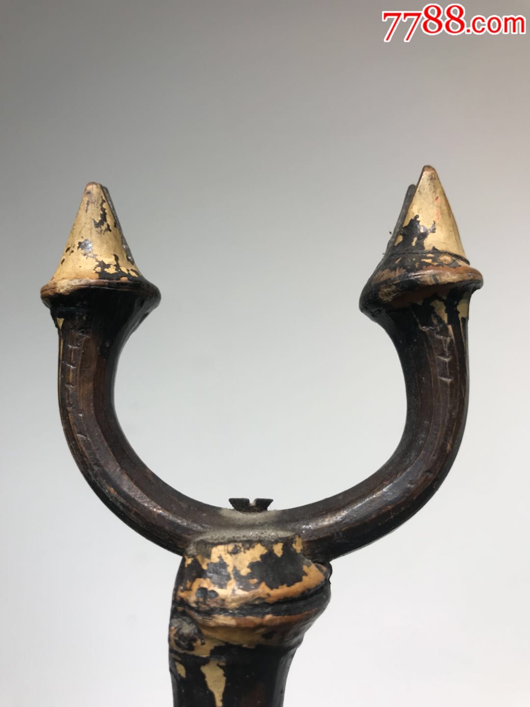 清代大节竹画杆