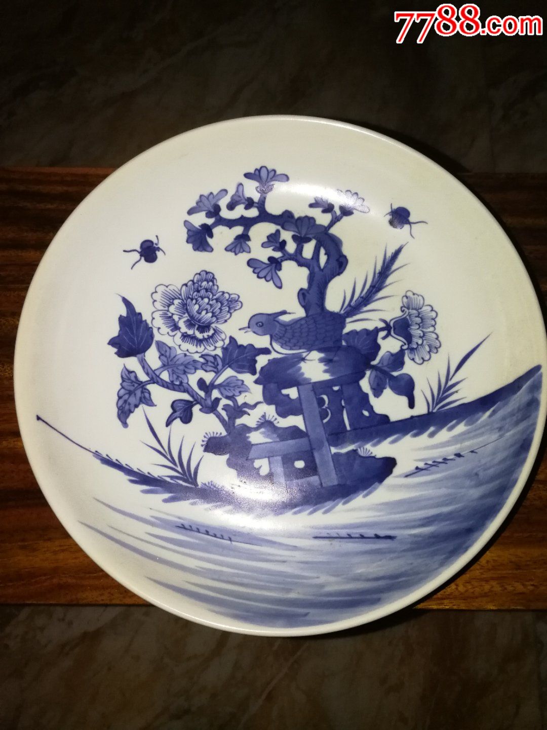 清锦鸡花卉纹青花大盘