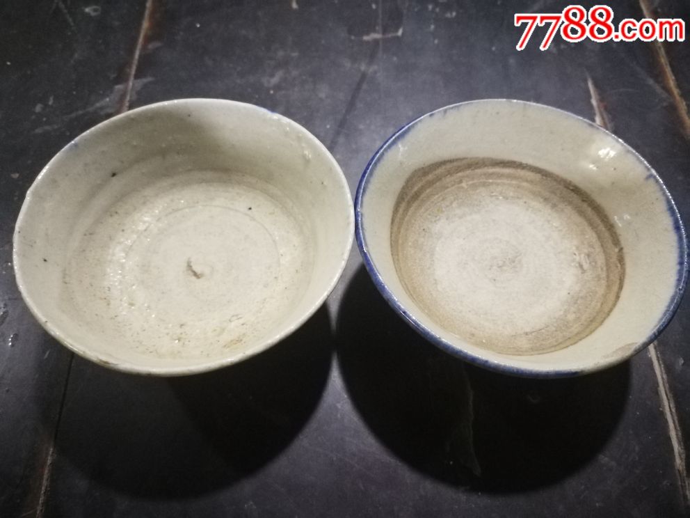 清代土青花口杯一对儿