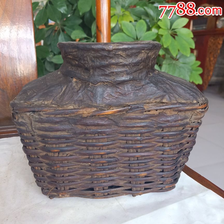 民国柳编酒篓子品相如图包老保真