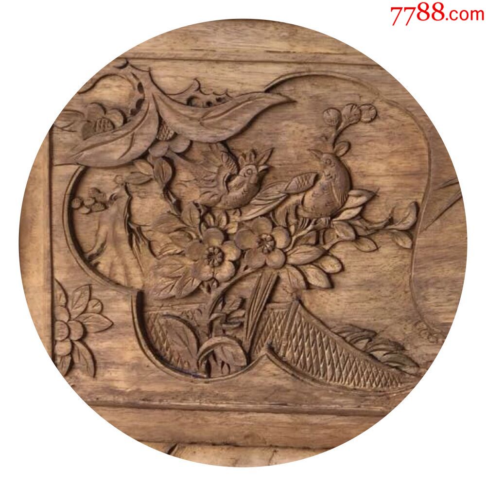 【原汁原味】精品苏式竹节工,浅浮雕动物花草花板一对-木雕摆件-7788