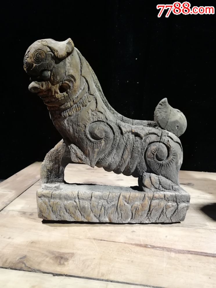 明,,木雕案台狮子一对