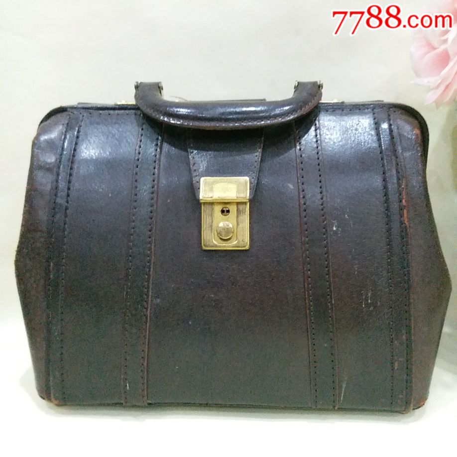民国老牛皮包黑色老式手提包老拎包老公文包