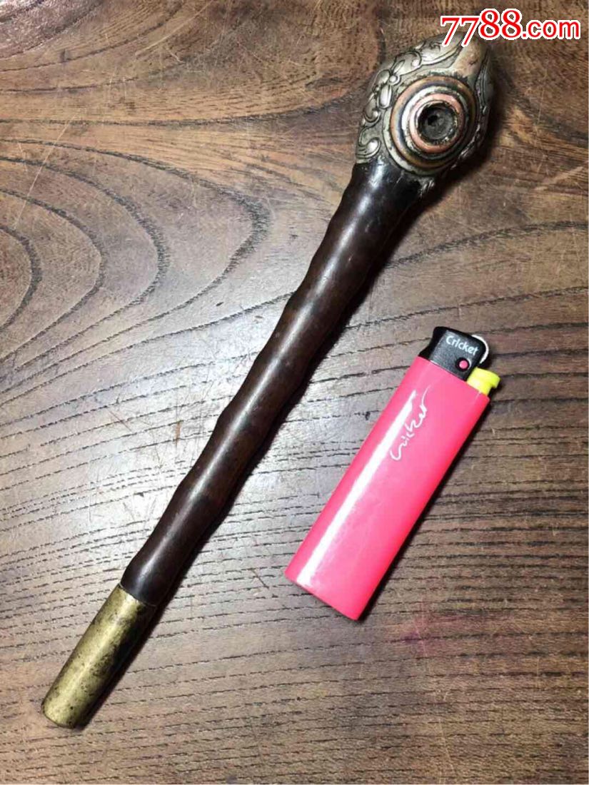 工艺精湛精巧可爱之铜包竹一口香小烟杆(不议价)