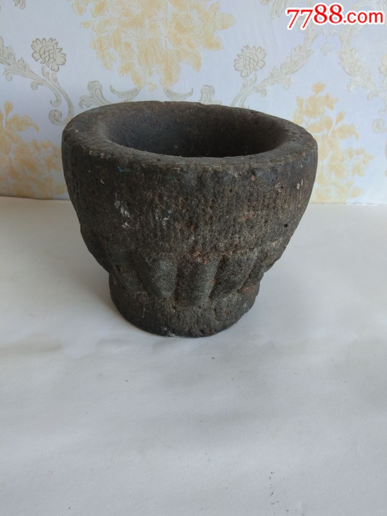 清代石雕老蒜臼