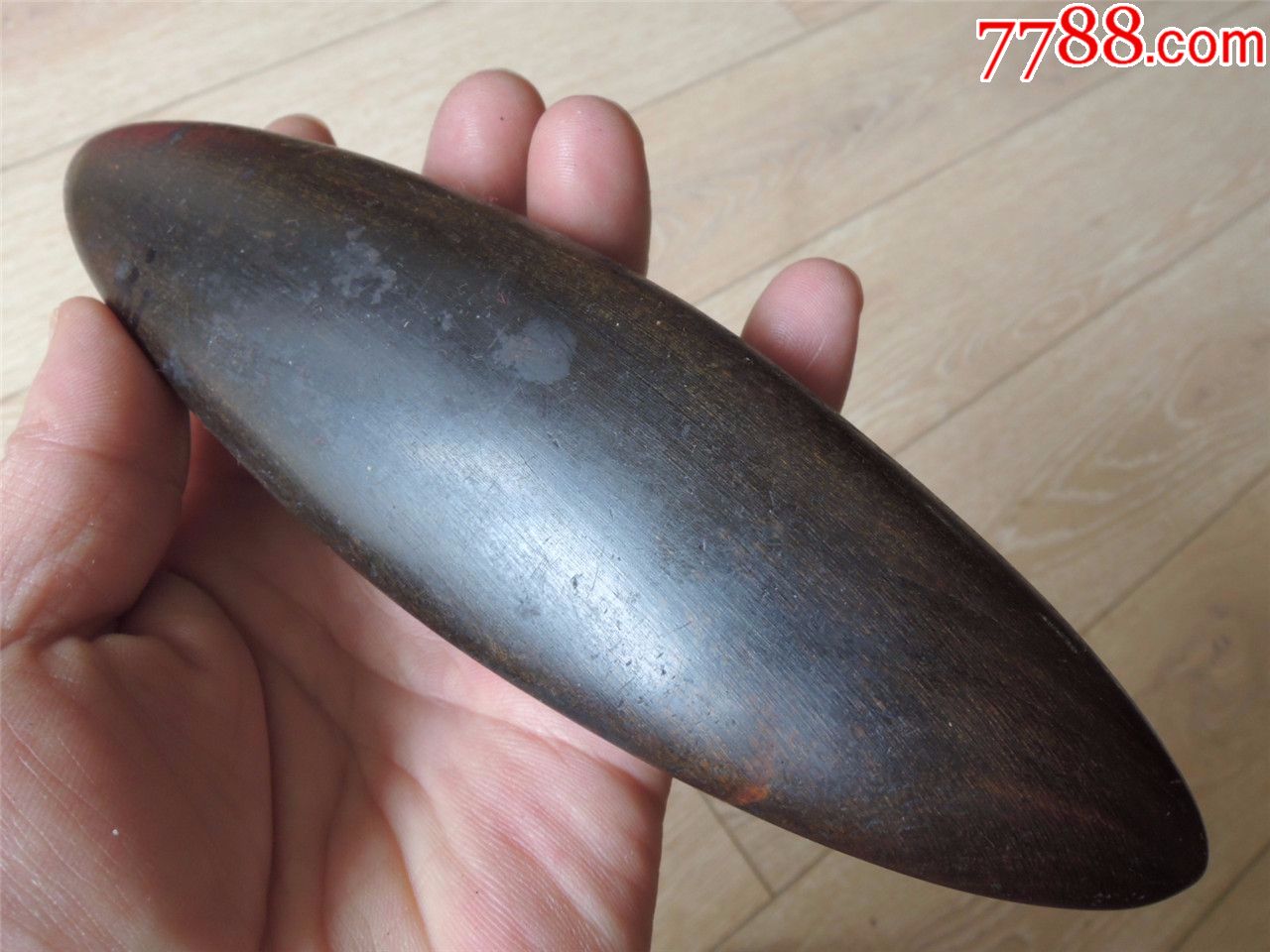 纺织工具收藏180714-解放前后边疆手工制牛角梭子17.6cm-120g