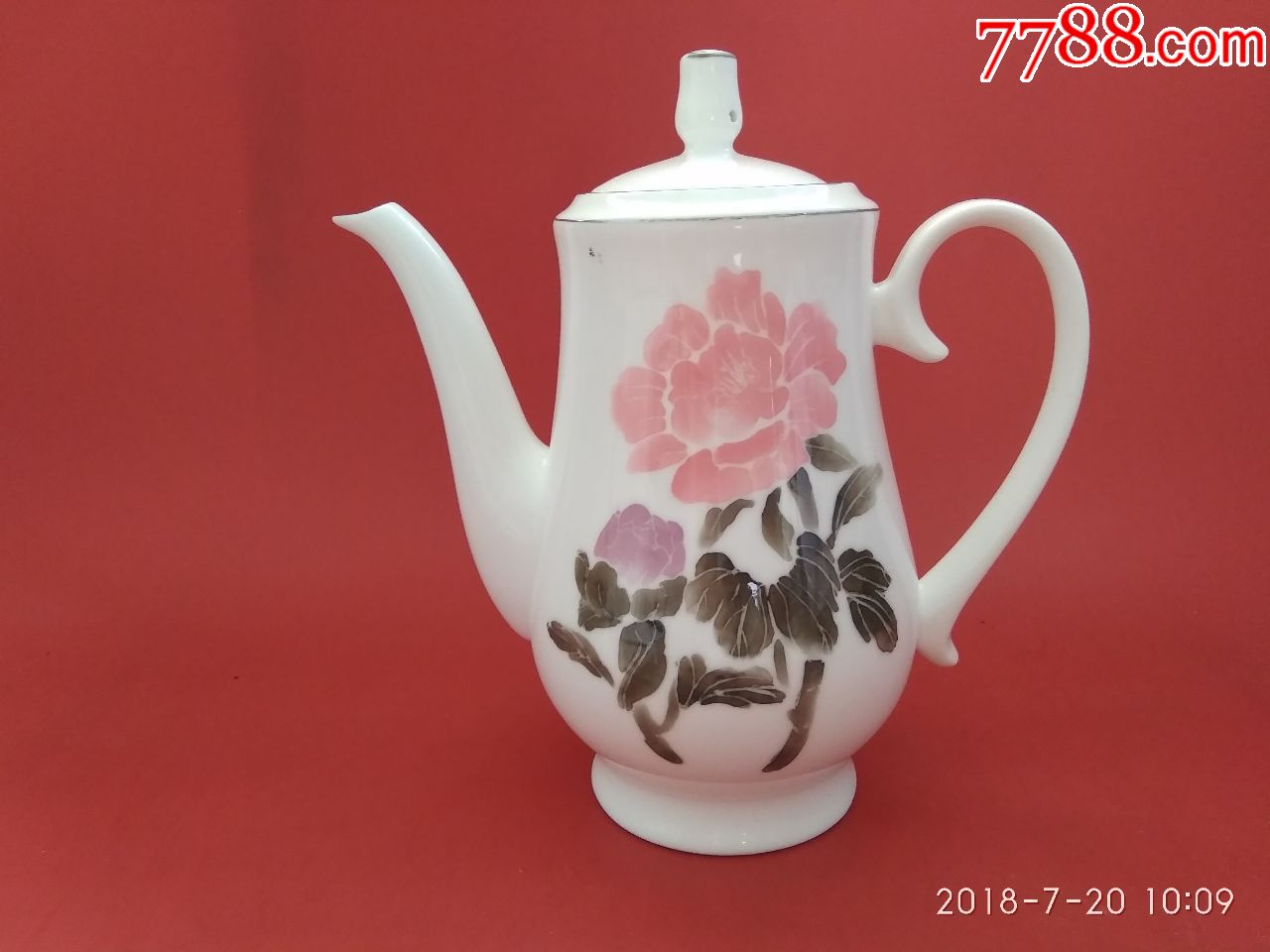 博山瓷精品釉下粉彩富贵牡丹茶壶