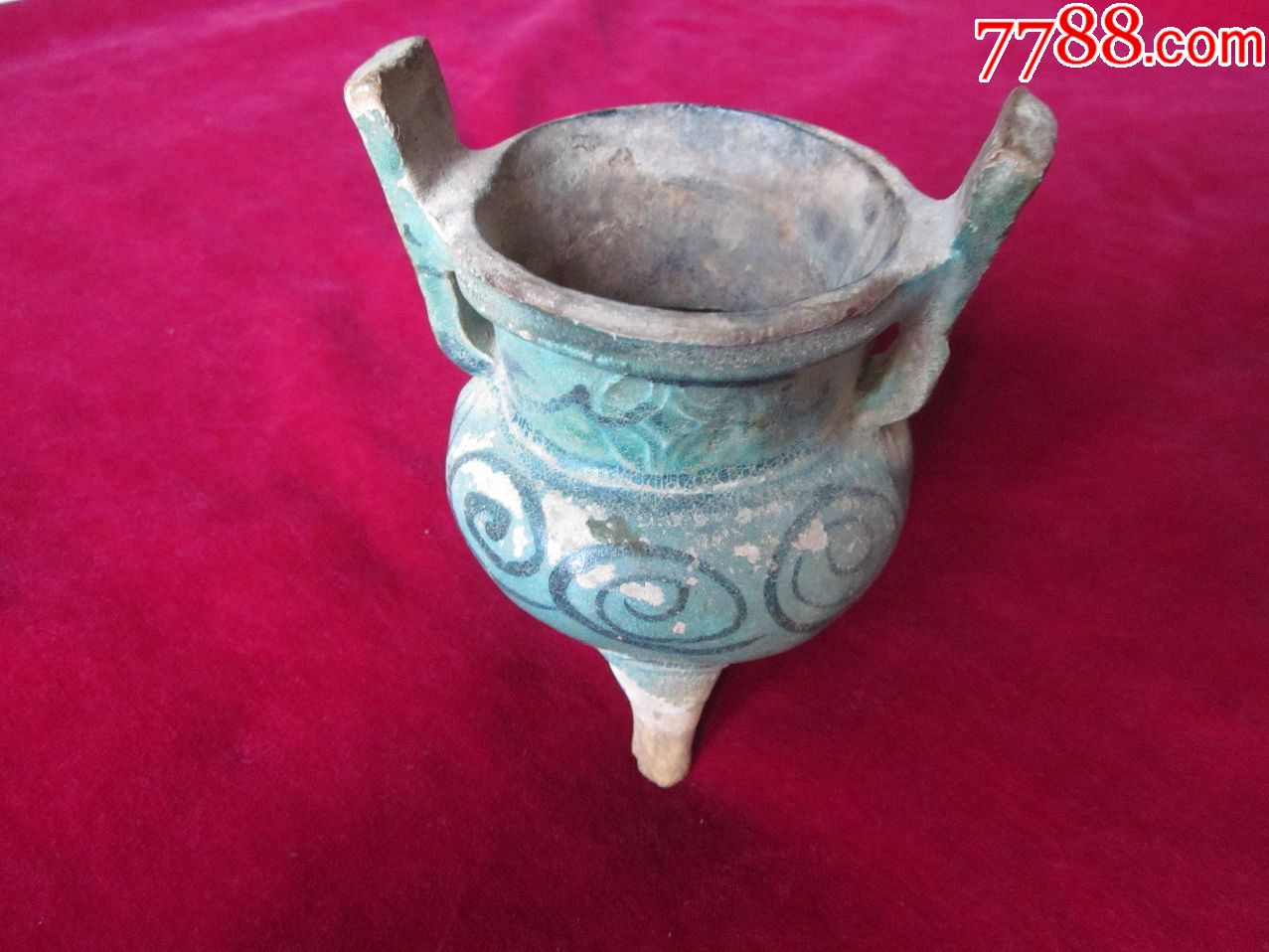 明代孔雀蓝釉香炉(腰径8.5cm,高10cm)