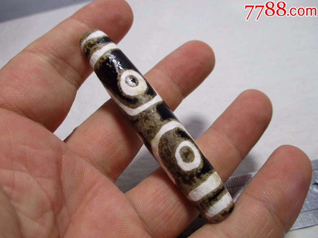 农村收到老灰皮天珠自然油润,天珠,玛瑙天珠,清朝以前,眼珠,长圆形_第