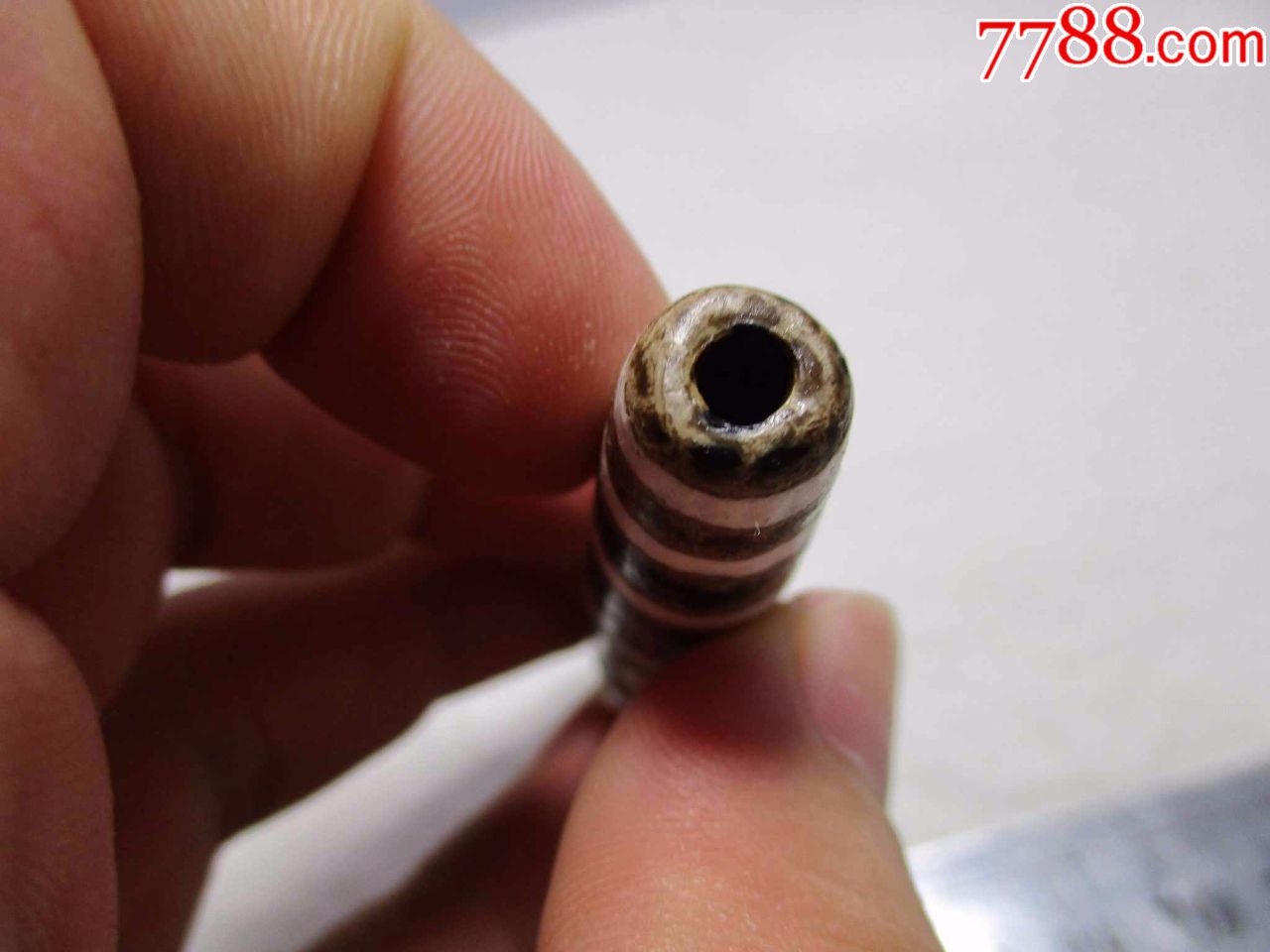 农村收到老灰皮天珠自然油润,天珠,玛瑙天珠,清朝以前,眼珠,长圆形_第