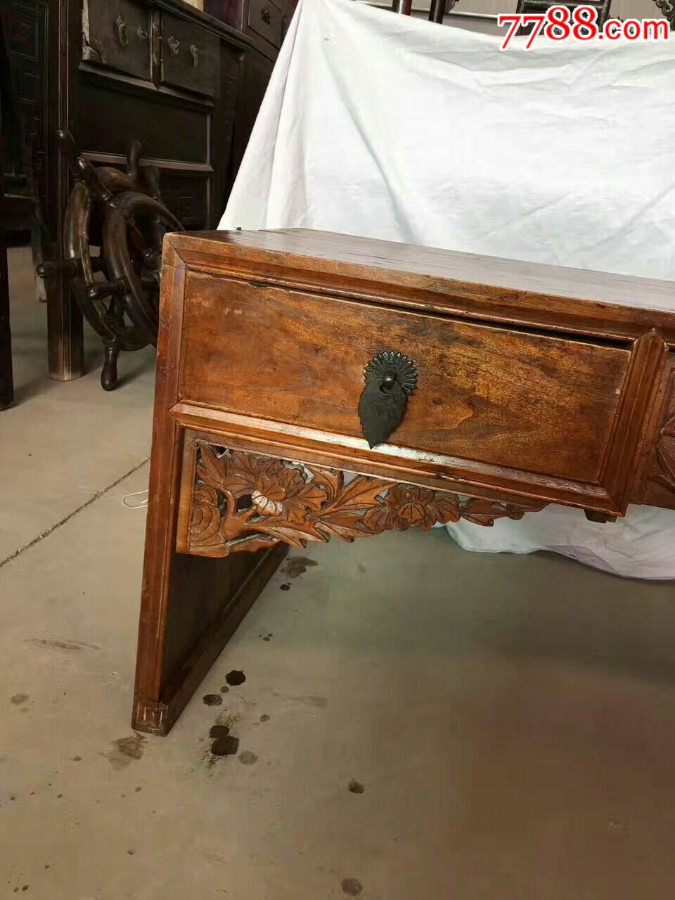 炕琴完整无损无松动.榆木.长120/41/43