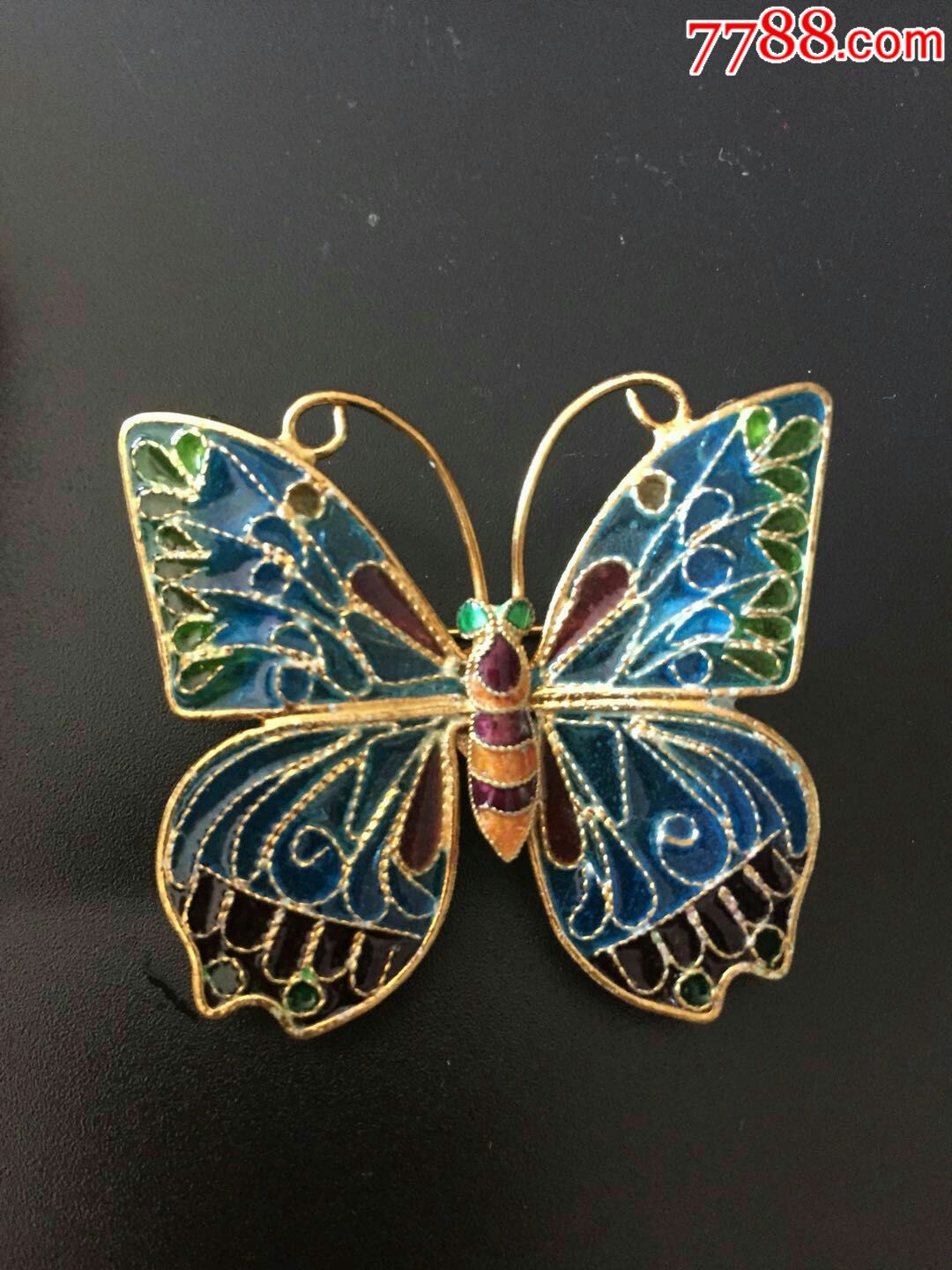 银质脱胎掐丝珐琅蝴蝶胸针