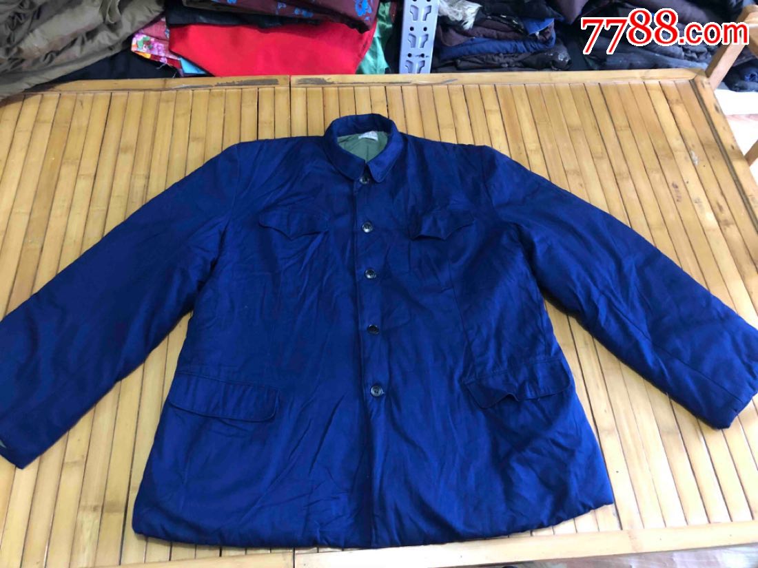 老式兰棉布中山装棉袄
