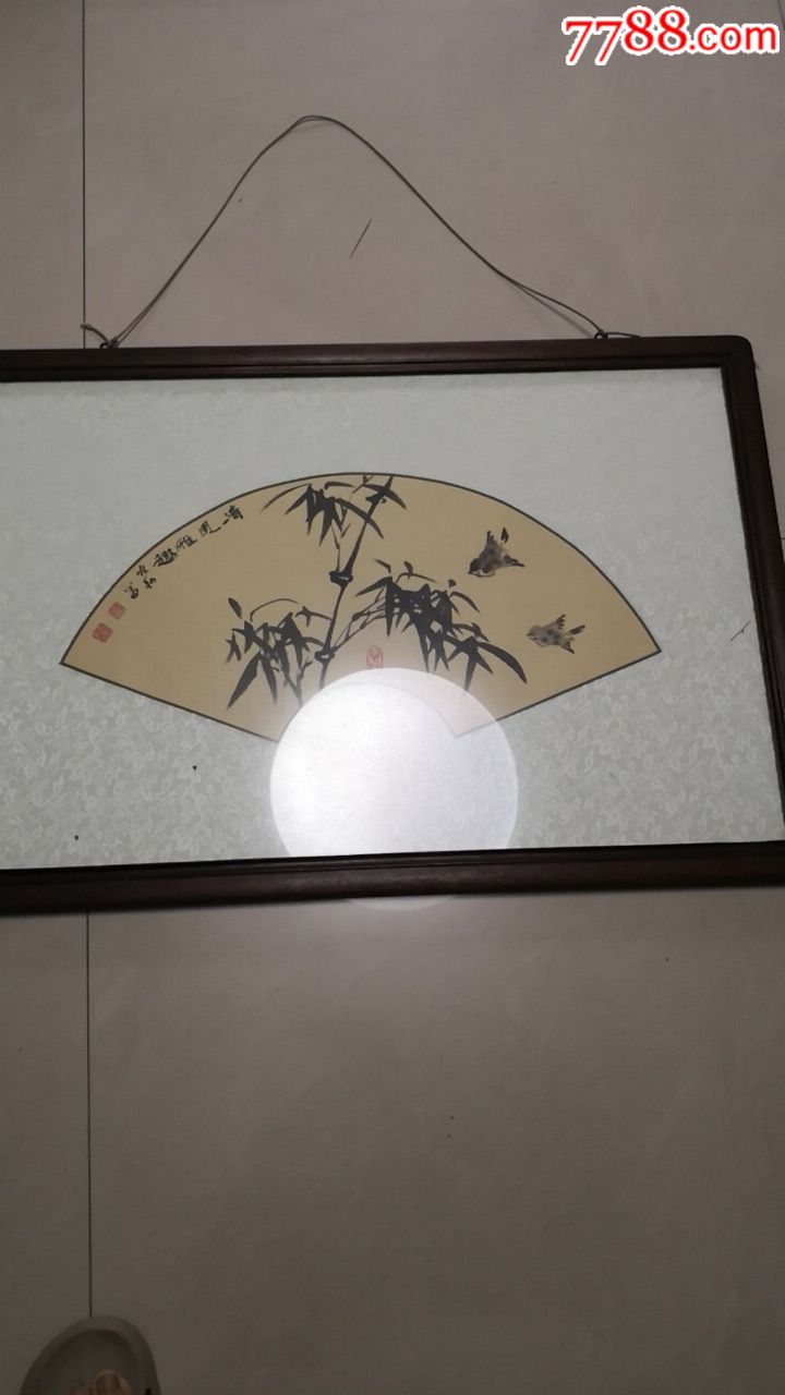 花梨木老镜框送画一幅