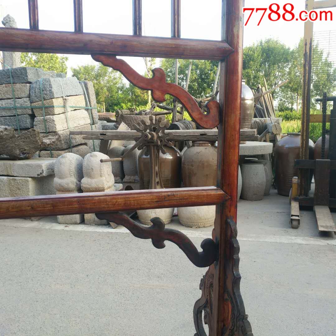 清代榆木龙衣架