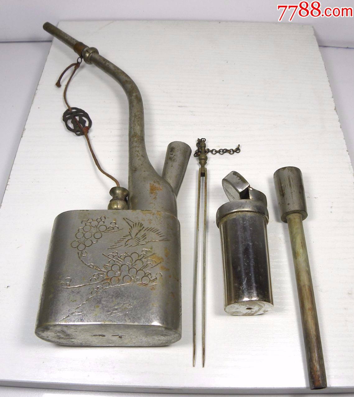 清末:名款铜水烟壶(广州仁济广明生款)■■—稀少-水烟壶/烟袋