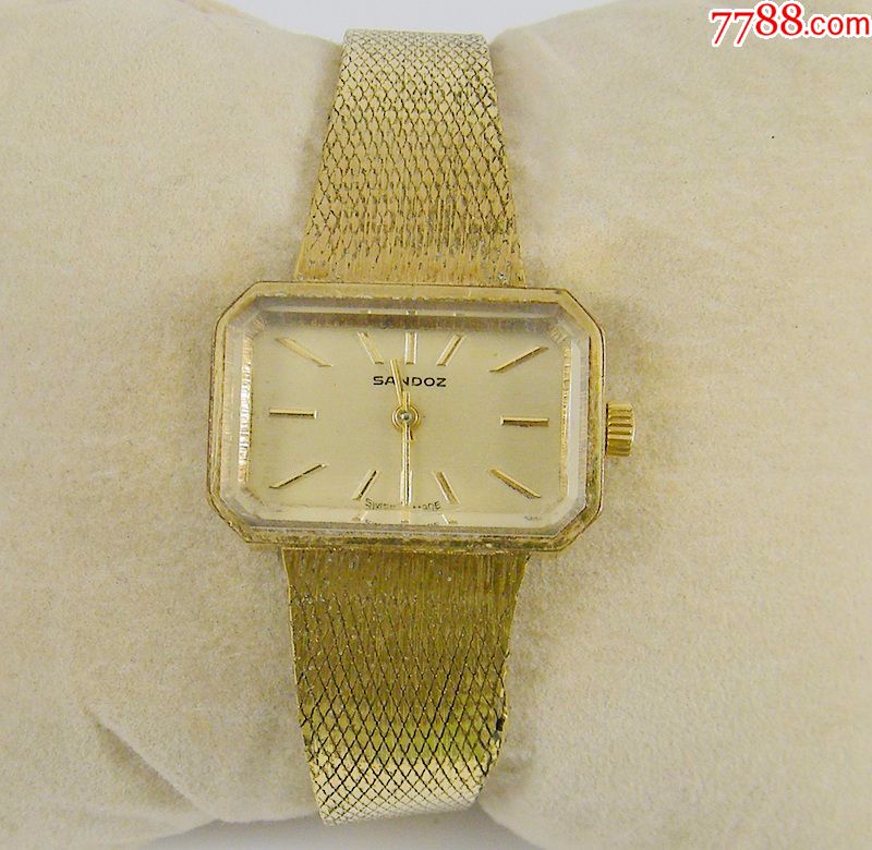 瑞士sandoz山度士17钻包金手镯款手表-女表