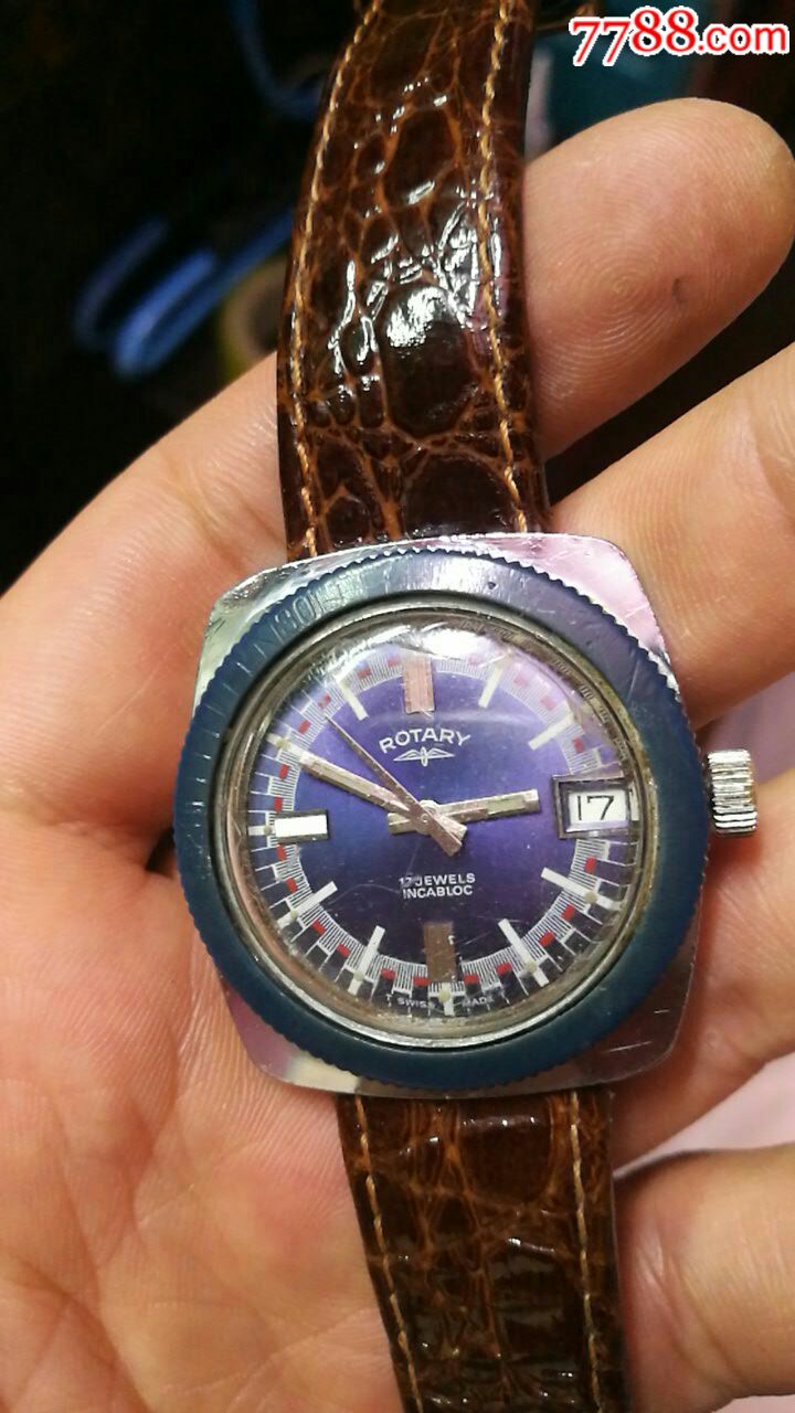 瑞士罗非纳手动亚克力表圈彩盘表,表经33.5mm