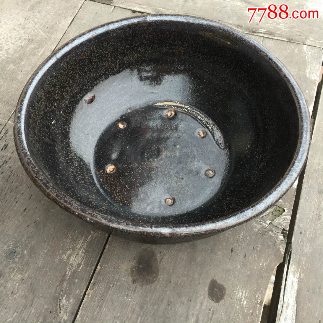 瓷器瓷和面盆洗碗盆老洗脸盆老民窑瓷盆酱釉盆民俗影视道具