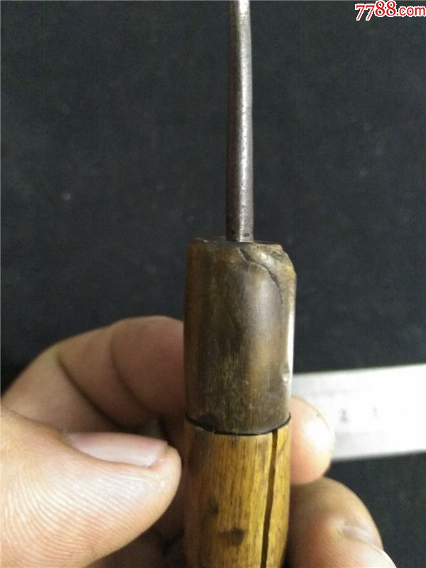 民国时期牛角制制铁制老式锥子民俗老物品.