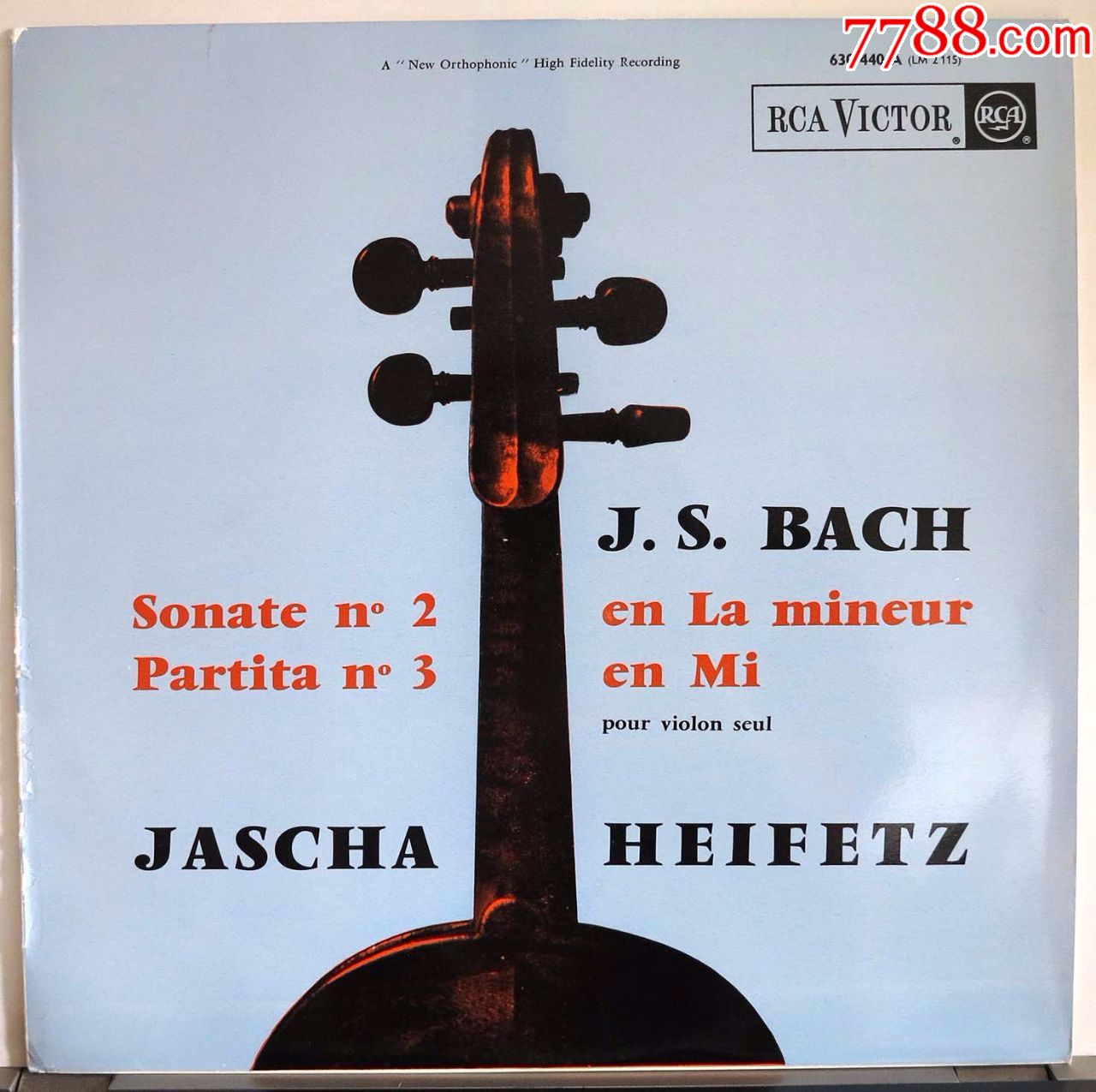 rca巴赫小提琴奏鸣曲海菲茨黑胶唱片lp法国闪电标版