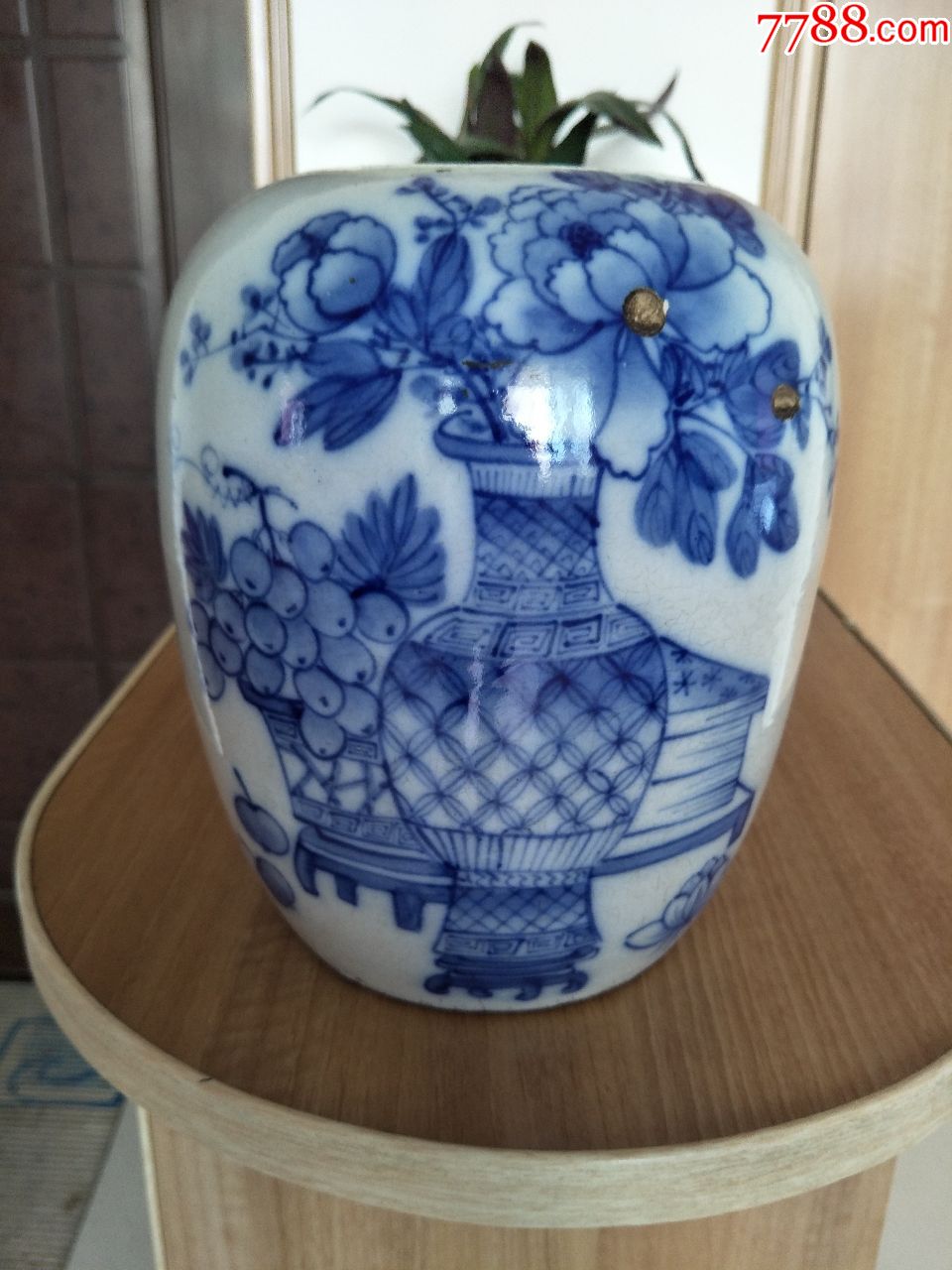 清代北方精美青花冬瓜罐,包老包快