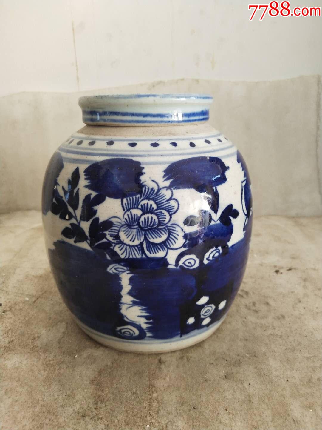 民国牡丹花罐一只