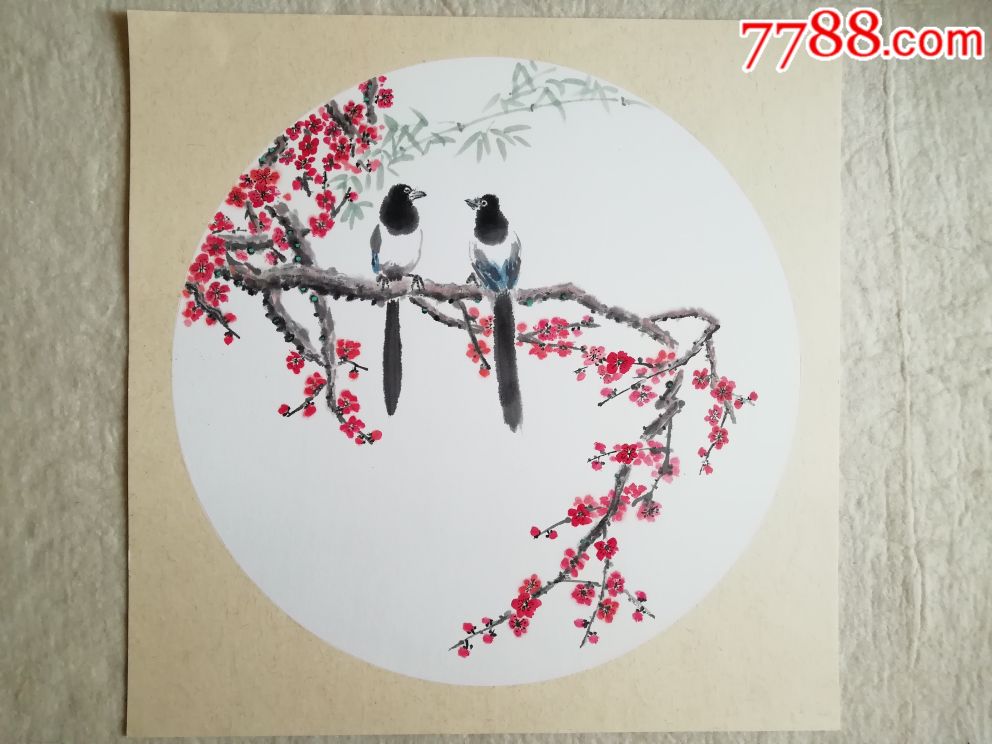 生宣卡纸花鸟未落款