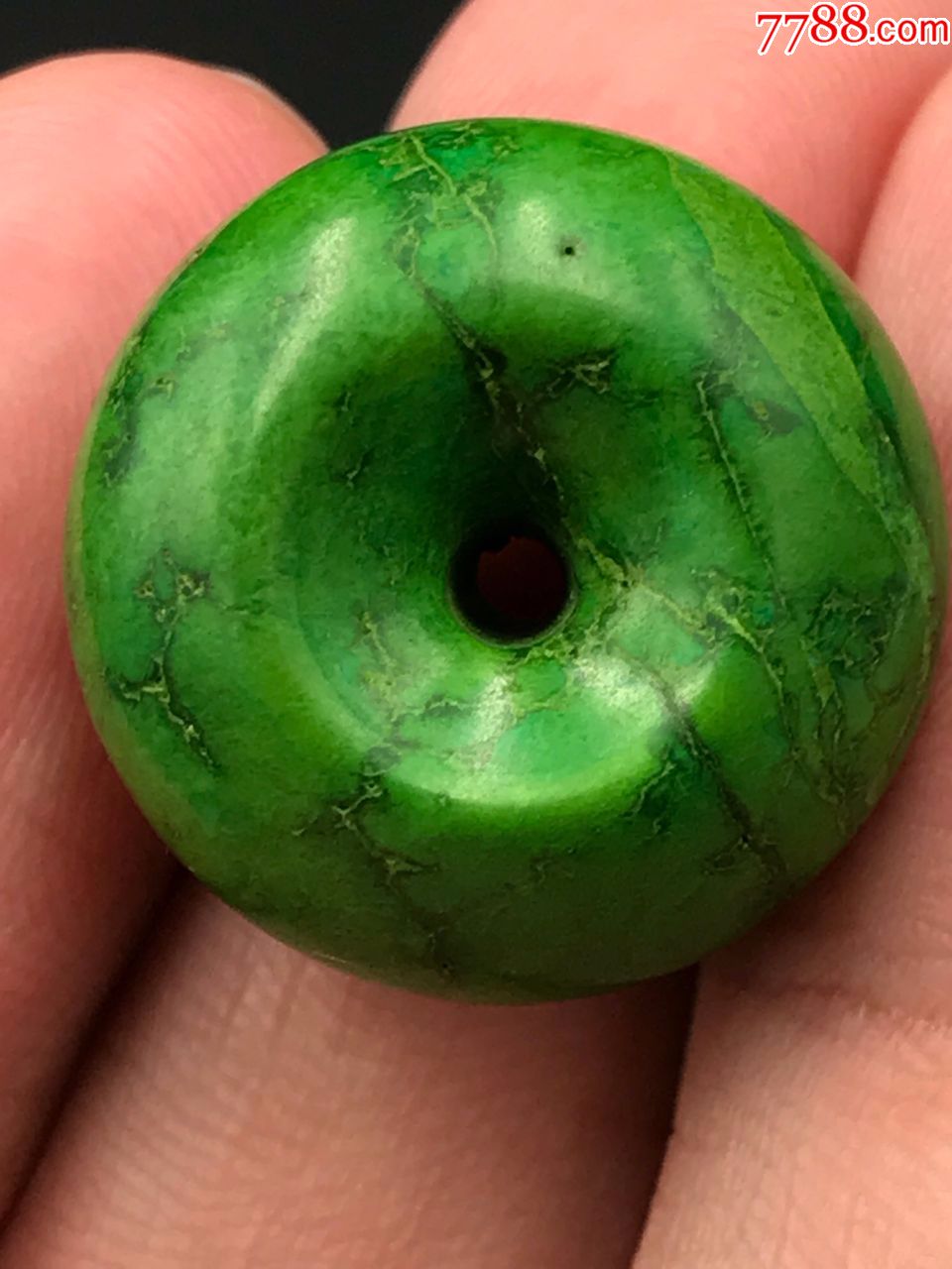 20 天然三无原矿郧西料菜籽绿绿松石墩子平安扣配金刚假一赔万特价