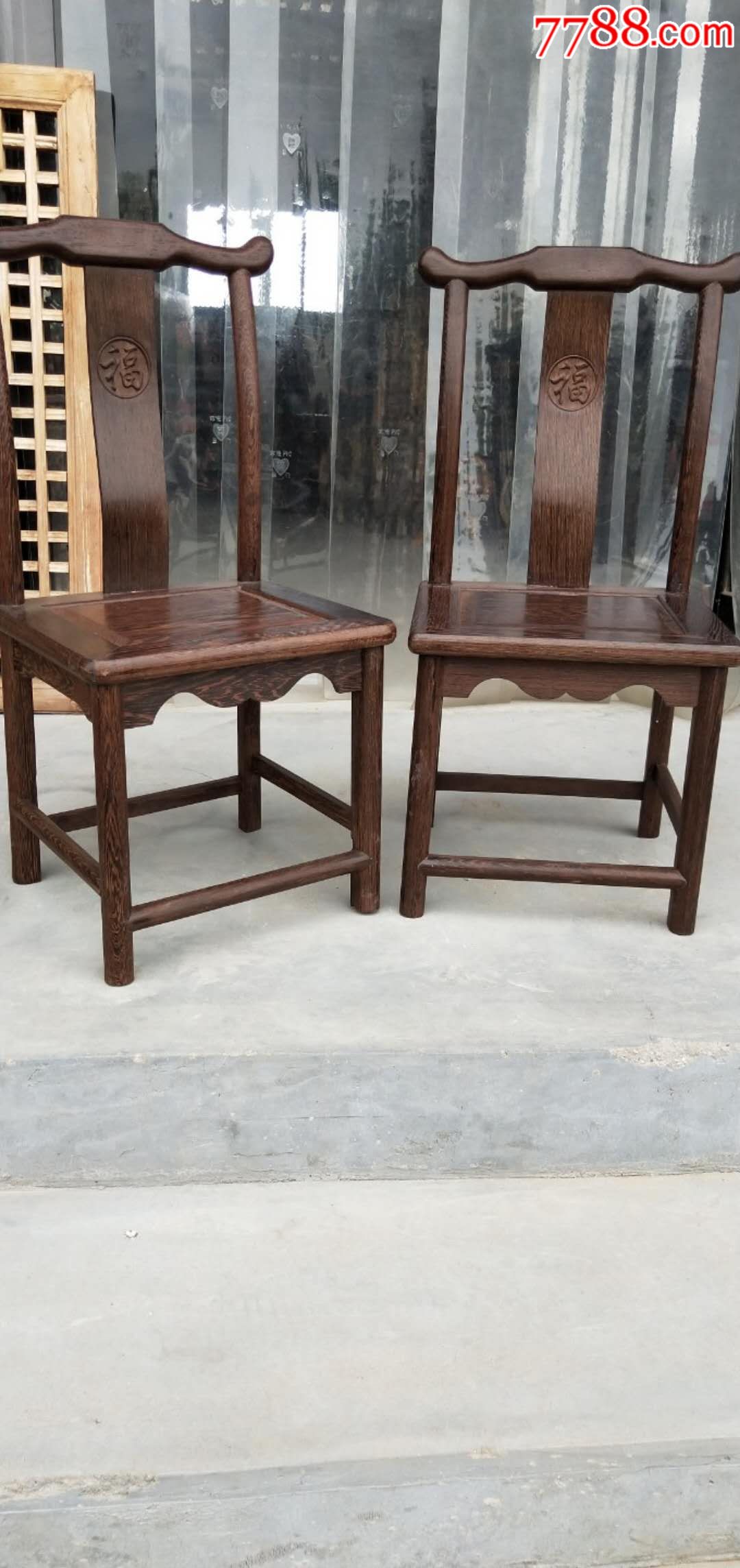 鸡翅木椅子一对老料新工做工精致高端大气