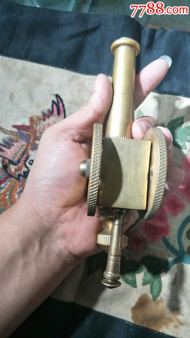 老车床手艺人制作-铜大炮车摆件