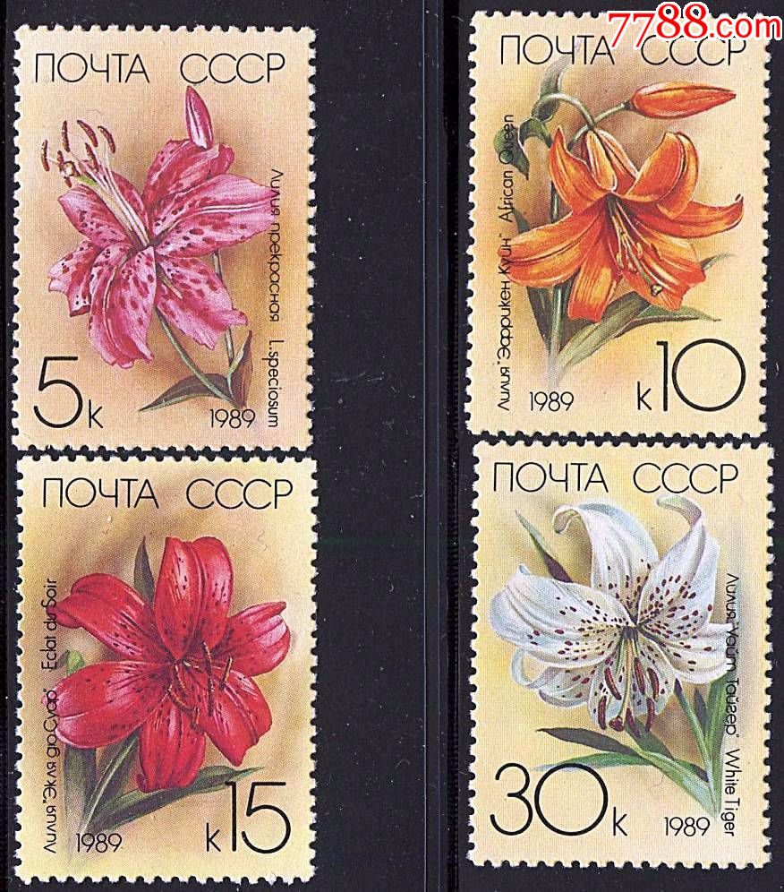 『前苏联邮票』198*年百合花4全新