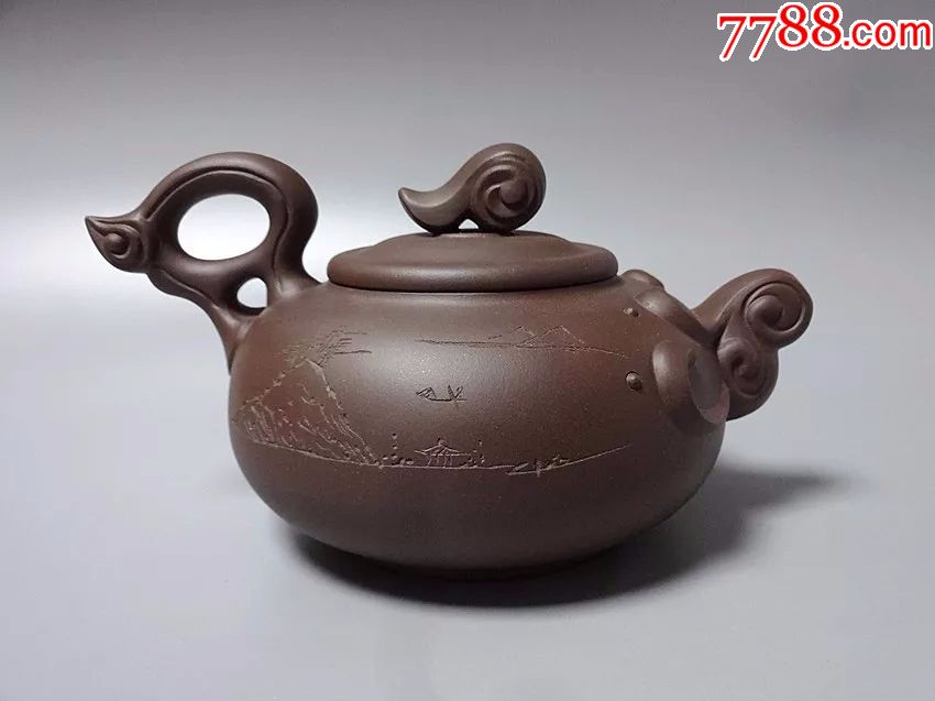 早期云石刻绘紫砂迎接未来壶全新全品