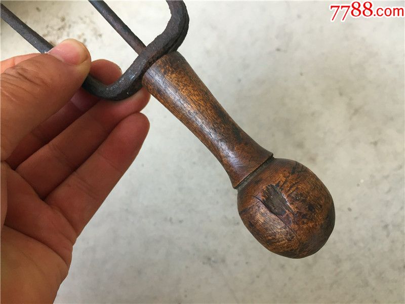 红润包浆民国纺纱纺线会转动榆木把老铁制工具包老物件民俗老货
