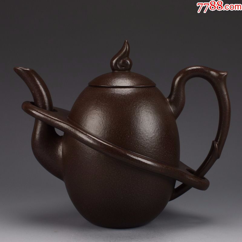 收藏级台湾回流黄龙山老紫泥飞天壶_紫砂壶_鉴别图片_收藏价格_7788