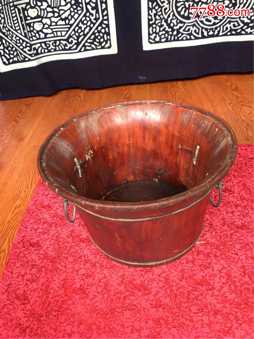 民国双耳嗽叭形木斗(直径28高18