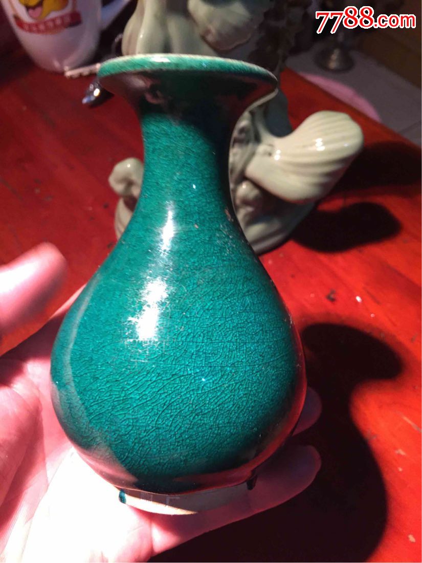 玻璃釉一玉壶春瓶一边款:华宁美术陶厂