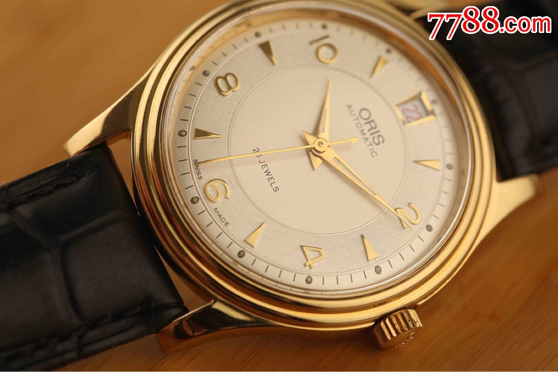 瑞士小众名表豪利时古董表阴阳波浪轨道罗马字红月牙日历指针_手表