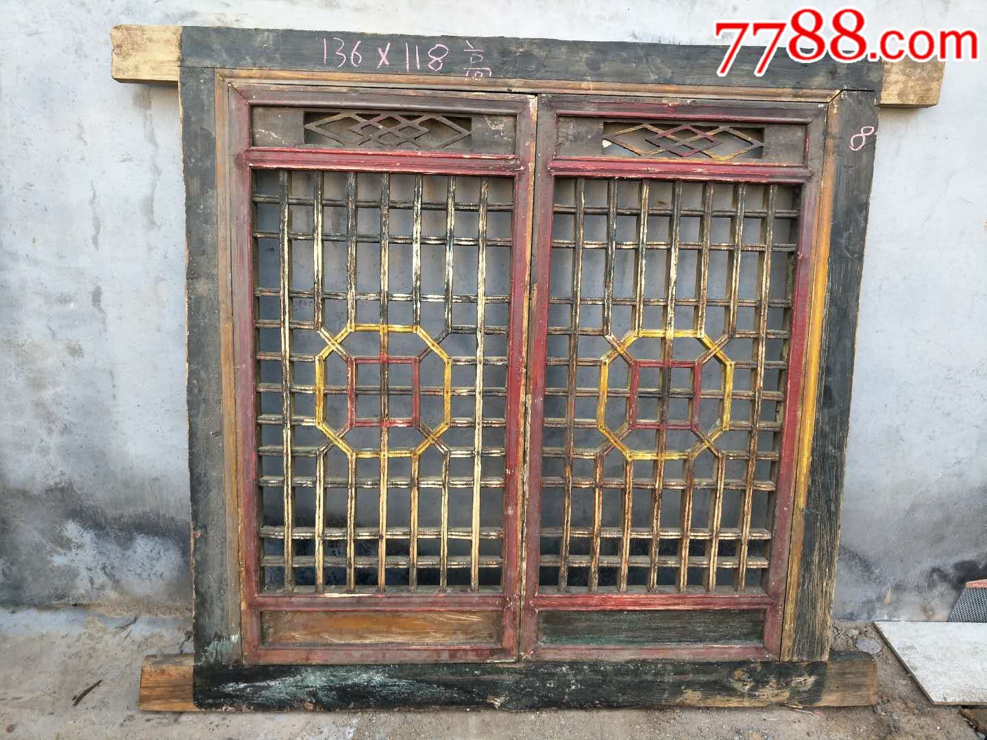 民俗老物件建筑装饰品老花窗老窗户-木门窗-7788旧书网