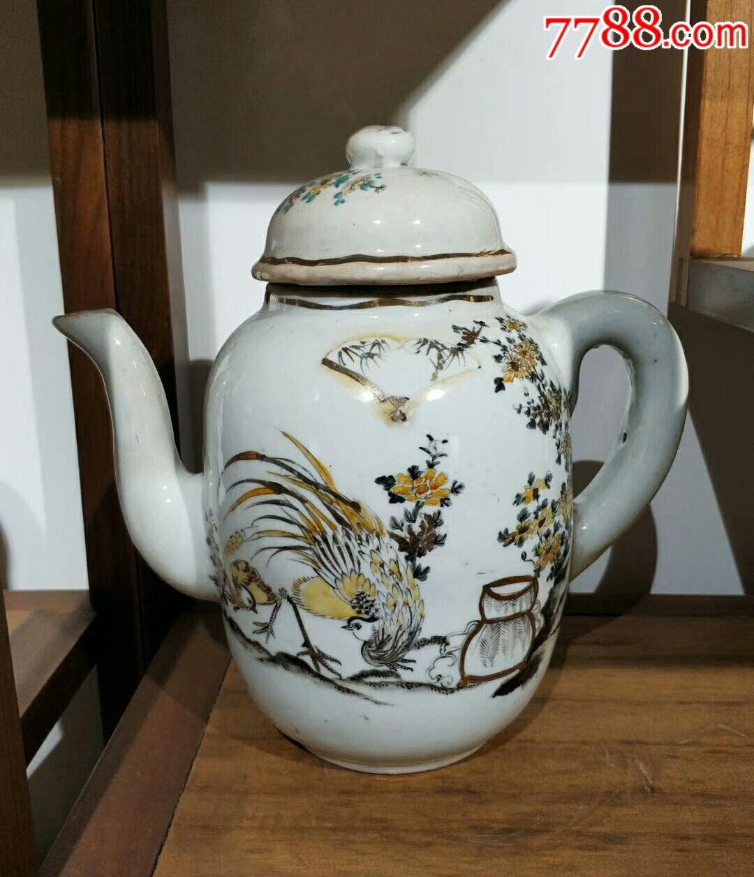 清末民国粉彩茶壶,造型大气