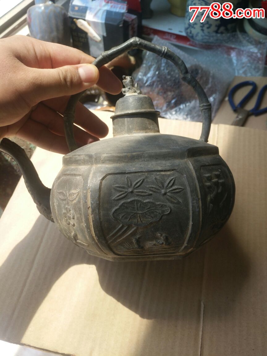 清代~大名家福祥锡铺酒壶大型如图
