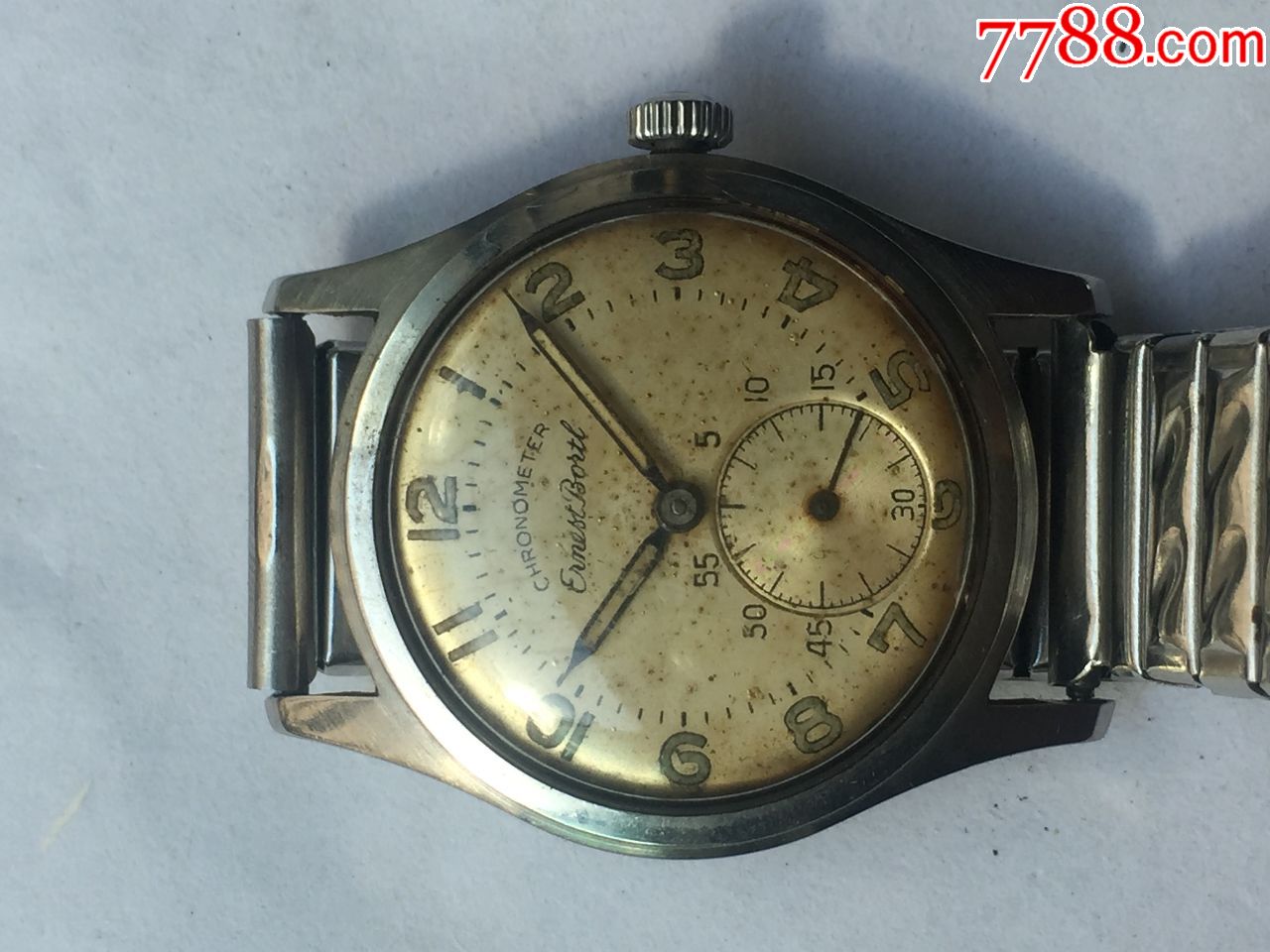 少见摆轮瑞士2针半古董依保路机械手表