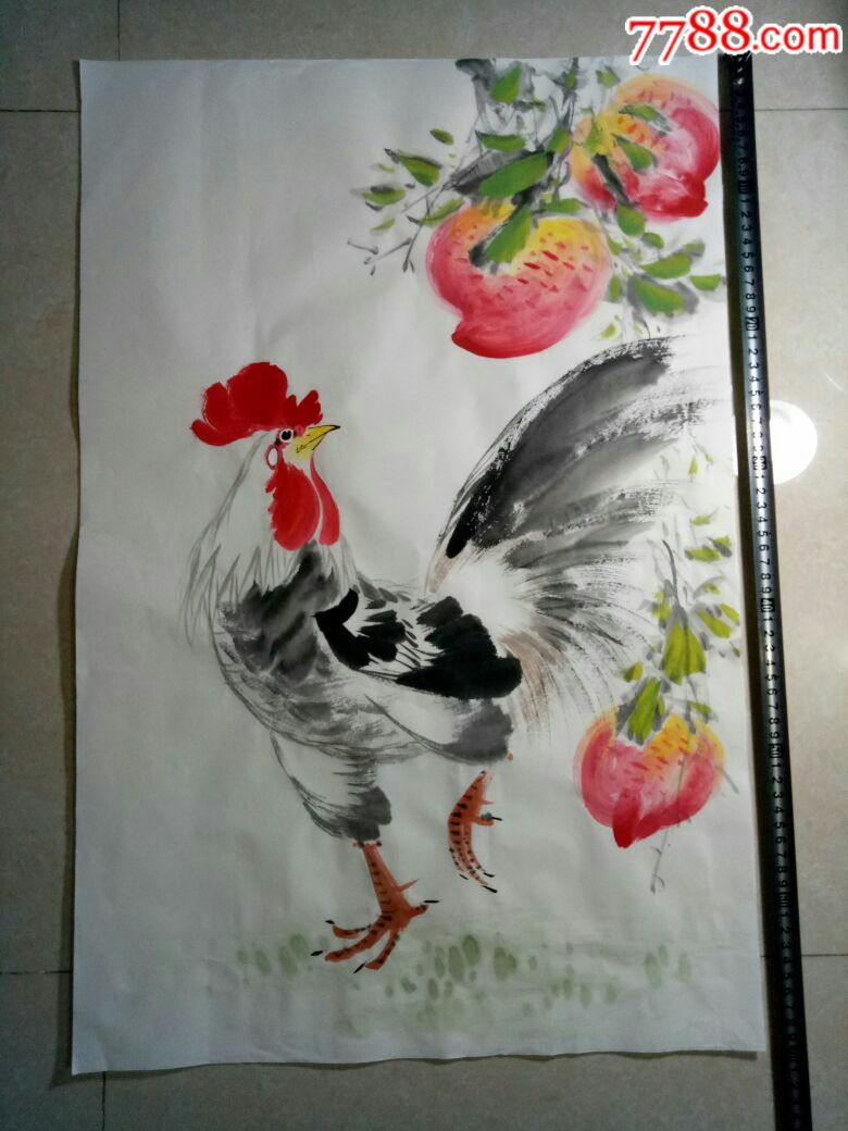 国画水墨写意大公鸡(无题款)