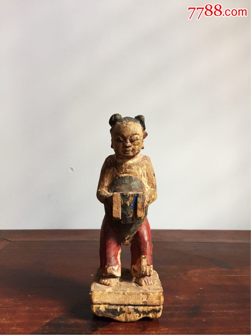 清代木雕童子造像