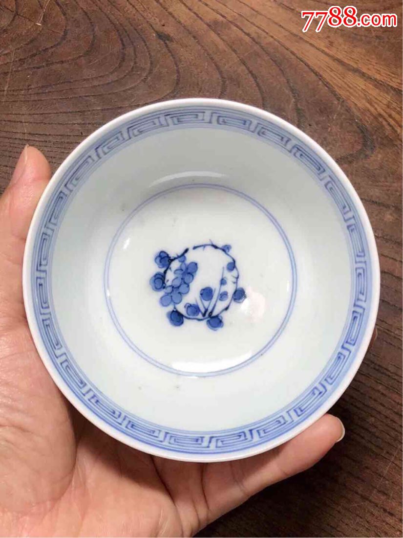 青花回纹松鹤图小碗一对-青花瓷-7788收藏__收藏热线