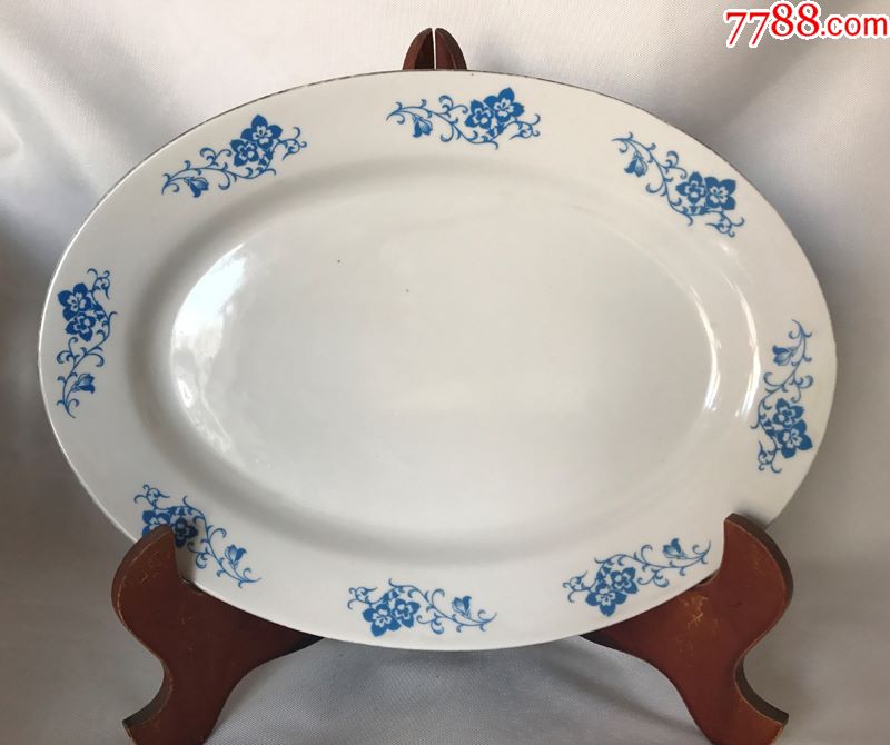 唐山老瓷器印花鱼盘大盘子菜盘中国唐山怀旧收藏