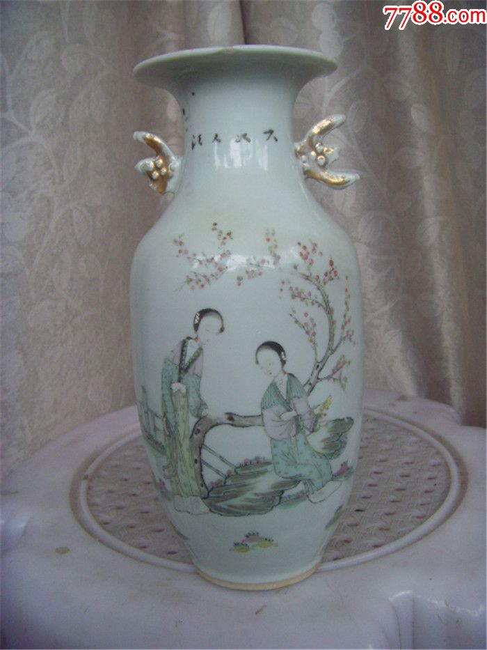民国罗永兴仕女瓶
