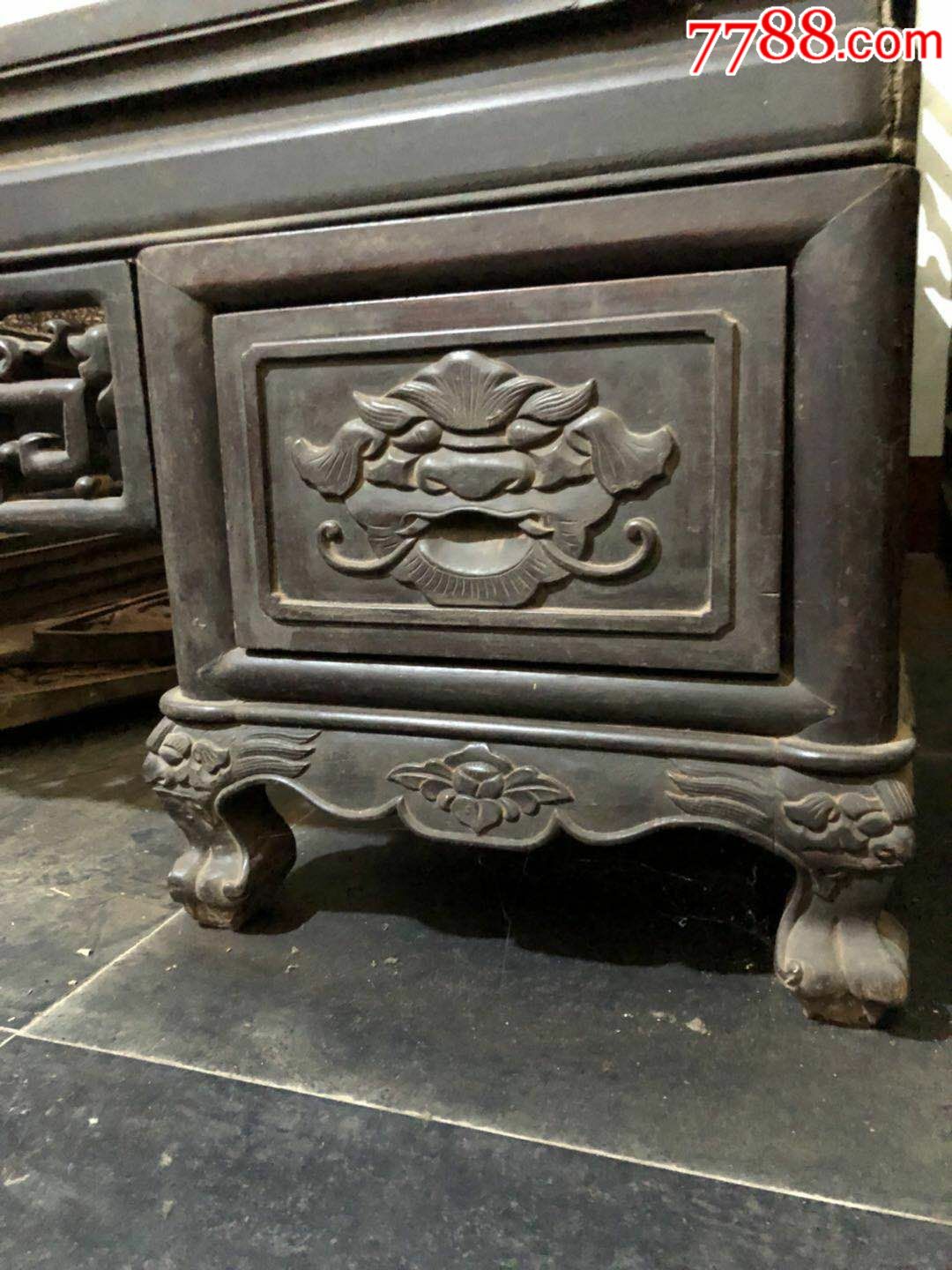 清末老红木老虎腿大开门架子床,(前红后榉),包浆浑厚,品相一流,全部皆