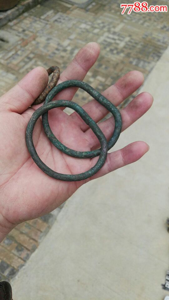 清代雪花银～马蹄手镯