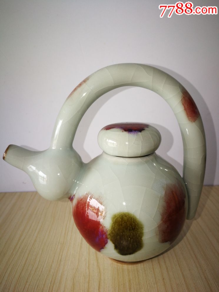 现代钧瓷星神钧窑葫芦形茶壶
